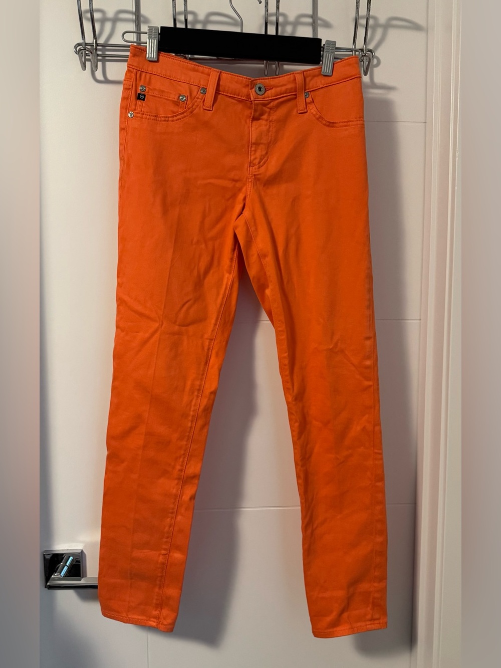 AG Adriano Goldschmied Bright Orange Slim Ankle Designer Jeans, New Without Tags